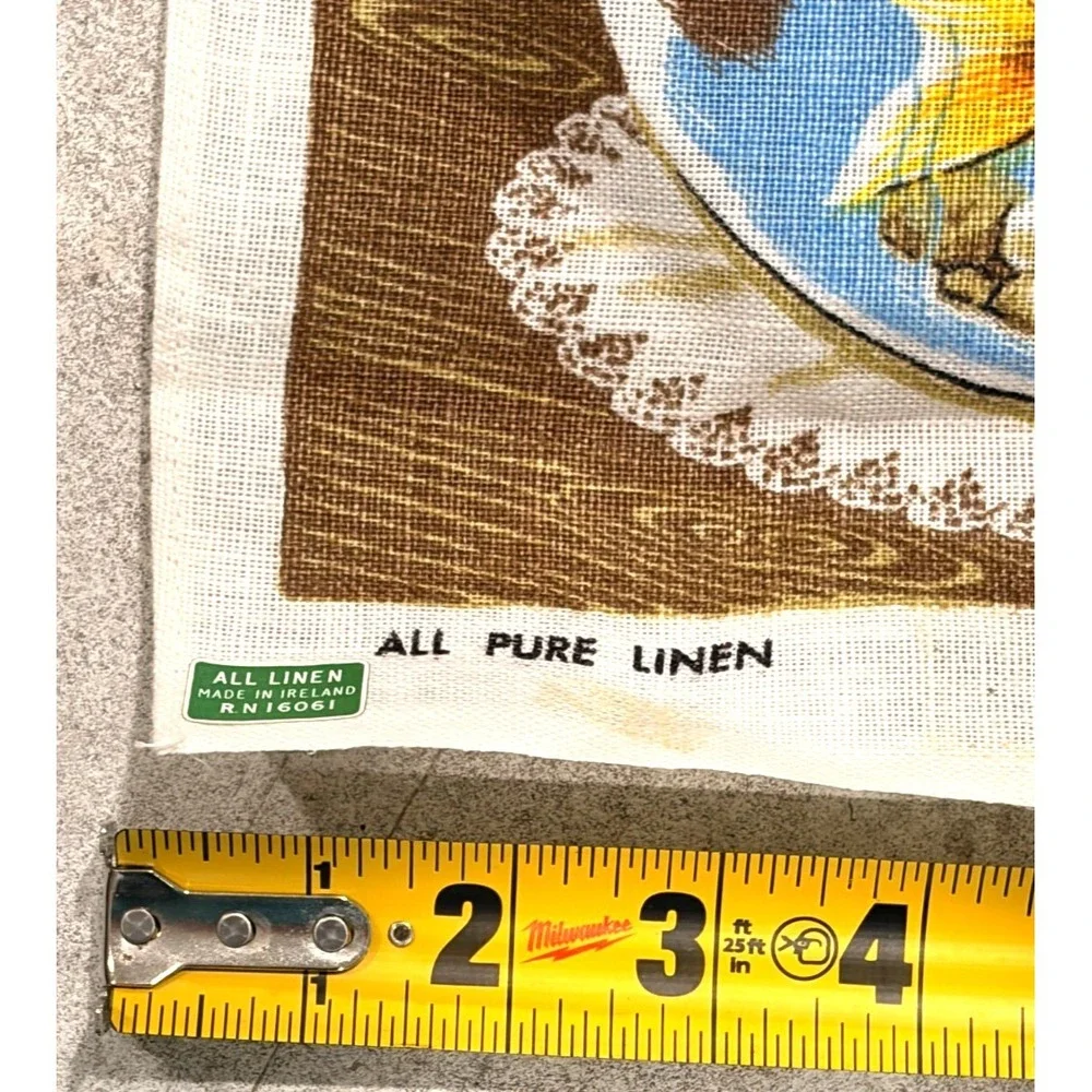 Vintage Ulster Household Pets Pure Linen Tea Towel Cats Dog Birds Goldfish 29x20